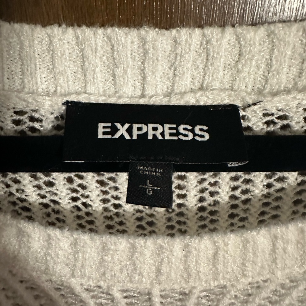 Express White Open-Knit Sweater - image 2
